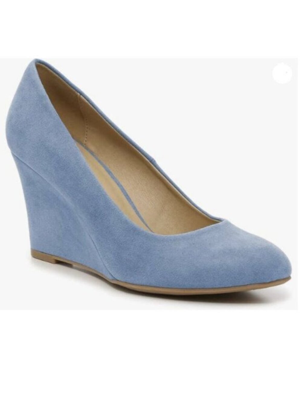 FOWT Women's Classic Wedge Pumps Basic Closed Almond Toe Thick High Heels Blue